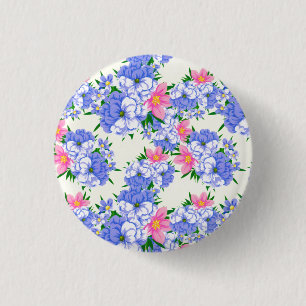 Summer Purple Pink Floral Garden Watercolor 3 Cm Round Badge