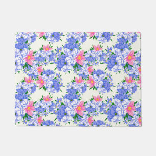 Summer Purple Pink Floral Garden Watercolor Doormat