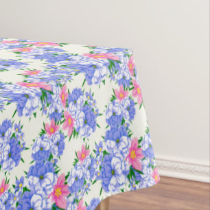 Summer Purple Pink Floral Garden Watercolor Tablecloth