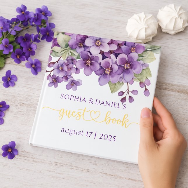 Summer Purple Violet Flowers Baby Shower Guest Book (Summer Purple Violet Flowers Baby Shower Foil Guest Book)