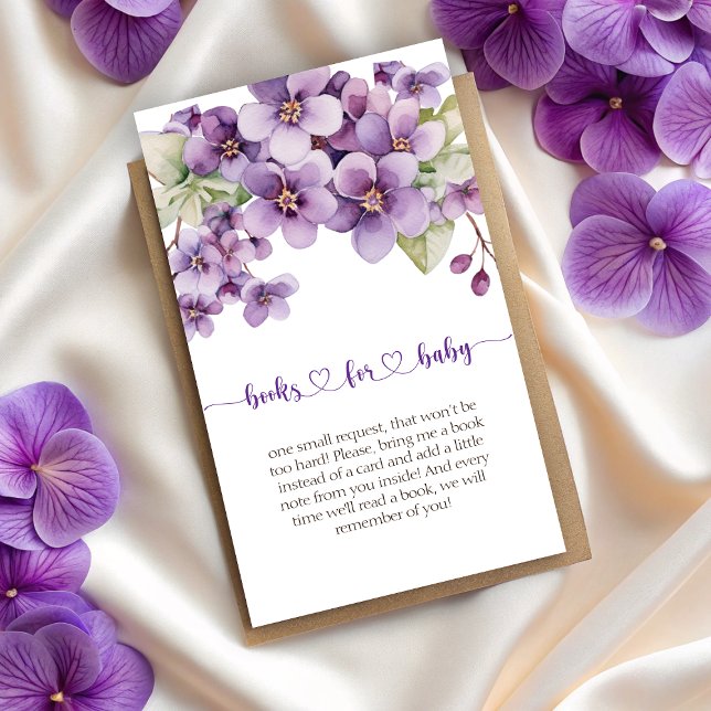 Summer Purple Violet Flowers Books for Baby Enclosure Card (Summer Purple Violet Flowers Books for Baby Enclosure Card)