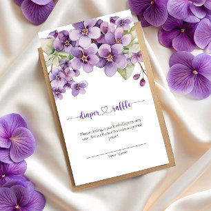 Summer Purple Violet Flowers Diaper Raffle Enclosure Card