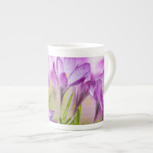 Summer Purple Wildflower Design Bone China Mugs