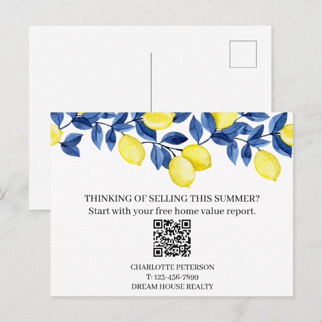  Summer QR Code Real Estate Lead Generation Postcard (Front/Back)