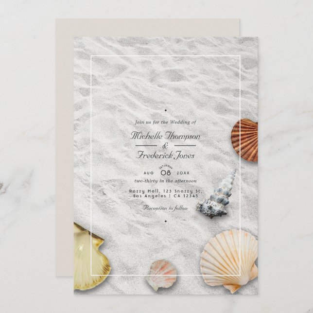 Summer QR Code RSVP Beach Wedding Invitation (Front/Back)
