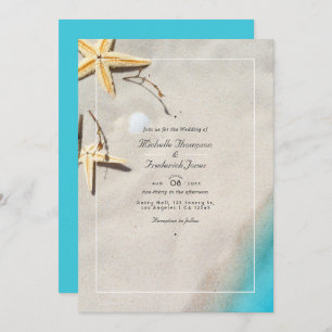Summer QR Code RSVP Beach Wedding Invitation