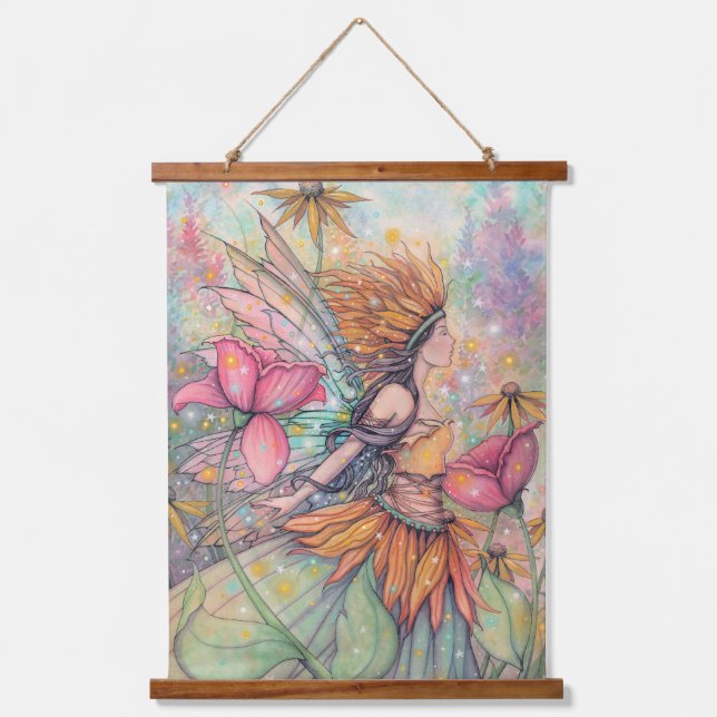 Summer Queen Flower Fairy Fantasy Art Hanging Tapestry (Front)