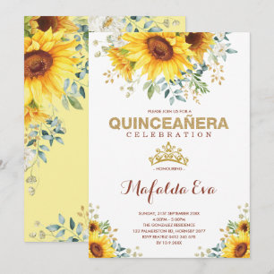 Summer Quinceanera Garden Sunflowers 15th Birthday Invitation