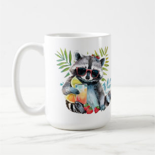 Summer racoon in sunglasses beach chillout coffee mug