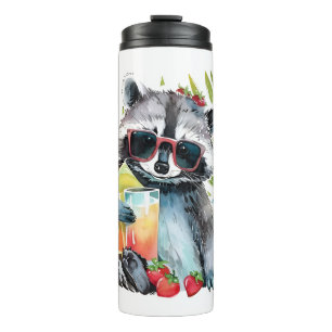 Summer racoon in sunglasses beach chillout thermal tumbler