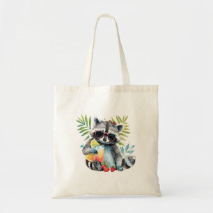 Summer racoon in sunglasses beach chillout tote bag