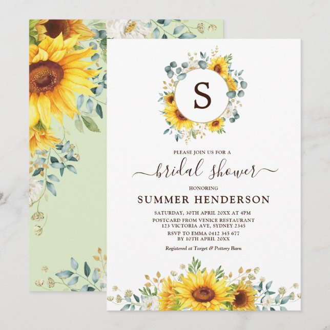 SUMMER RADIANCE - Garden Sunflowers Bridal Shower Invitation (Front/Back)