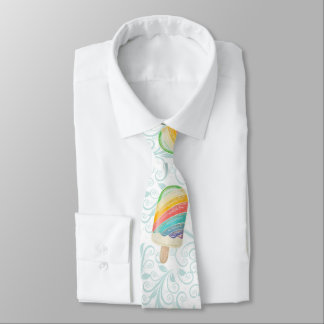 Summer Rainbow Popsicle and Teal Swirls Tie