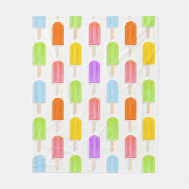 Summer Rainbow Popsicles Pattern Fleece Blanket (Front)