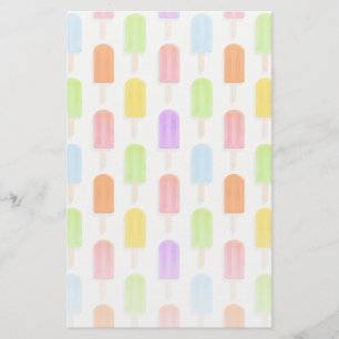 Summer Rainbow Popsicles Pattern Stationery