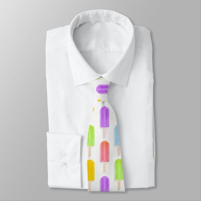Summer Rainbow Popsicles Pattern Tie (Tied)