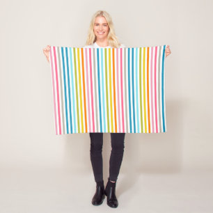 Summer Rainbow Stripes Fleece Blanket