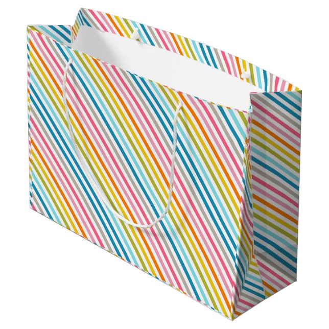 Summer Rainbow Stripes Large Gift Bag (Back Angled)