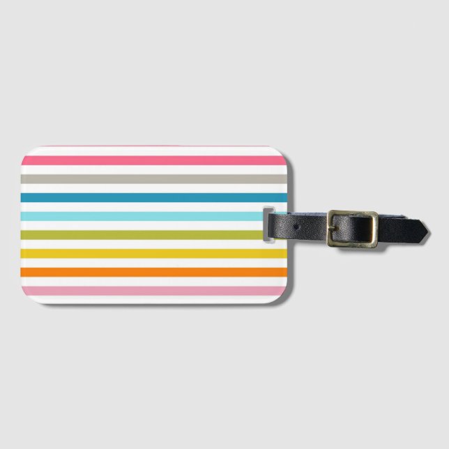 Summer Rainbow Stripes Luggage Tag (Front Horizontal)