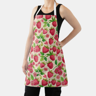 Summer Raspberry Garden Botanical Fruit Pattern Apron