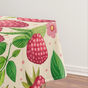Summer Raspberry Garden Botanical Fruit Pattern Tablecloth