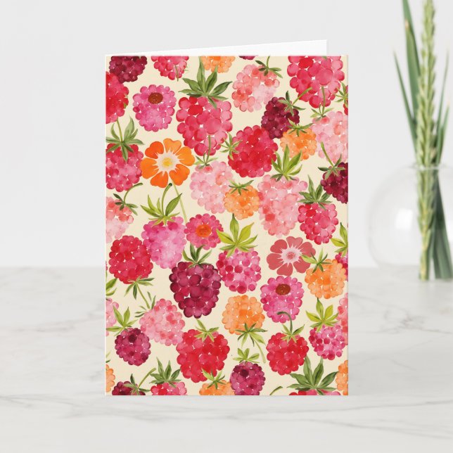 Summer Raspberry Watercolor Coquette Thank You Card (Front)