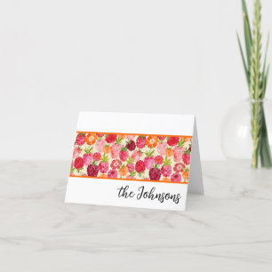 Summer Raspberry Watercolor Coquette Thank You Card