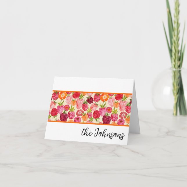 Summer Raspberry Watercolor Coquette Thank You Card