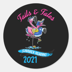 Summer Reading 2021 Flamingo Cute Reader For Book Classic Round Sticker