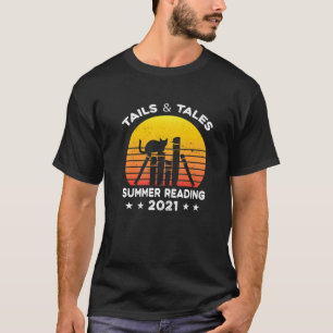 Summer Reading 2021 Tails And Tales Retro Sunset T-Shirt