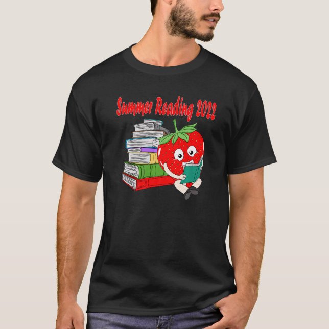 Summer Reading 2022 Strawberry Book Librarian Read T-Shirt (Front)