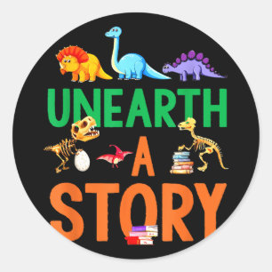 Summer Reading 2026 Dinosaurs Book Lover Unearth A Classic Round Sticker