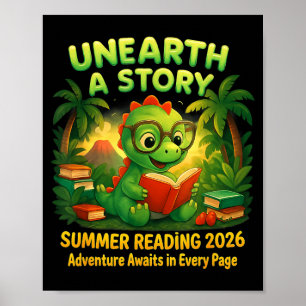 Summer Reading 2026 Unearth A Story Dinosaur Books Poster