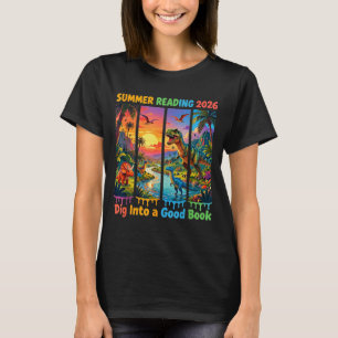 Summer Reading 2026 Unearth A Story Dinosaur Books T-Shirt
