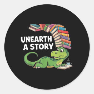 Summer Reading 2026 Unearth a Story Theme Dinosaur Classic Round Sticker