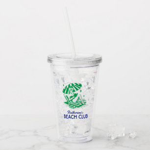 Summer Reading Green Red Beach Club Party Acrylic Tumbler
