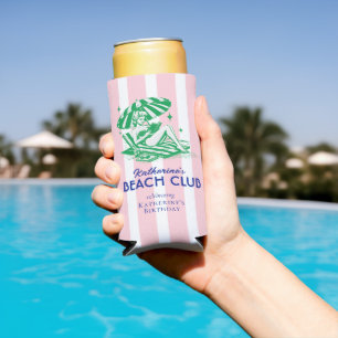 Summer Reading Pink Beach Club Birthday Party Seltzer Can Cooler