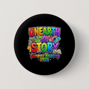 Summer Reading Unearth A Story Dinosaur Books 2026 6 Cm Round Badge