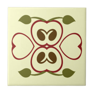 Summer Red Apple Slice Ceramic Tile