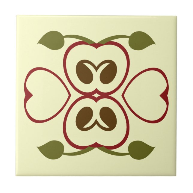 Summer Red Apple Slice Ceramic Tile (Front)