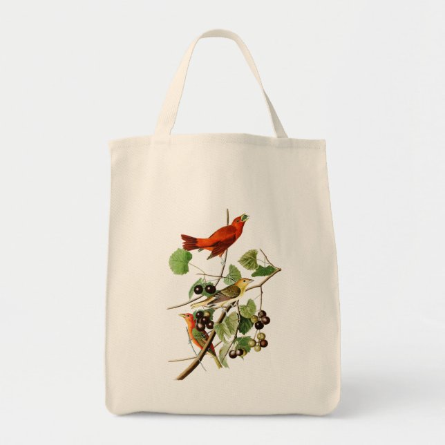Summer Red Bird John James Audubon Birds America Tote Bag (Front)