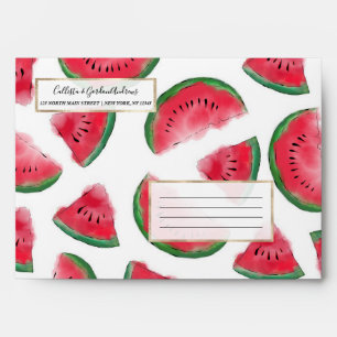 Summer Red Green Watermelon Watercolor Pattern Envelope