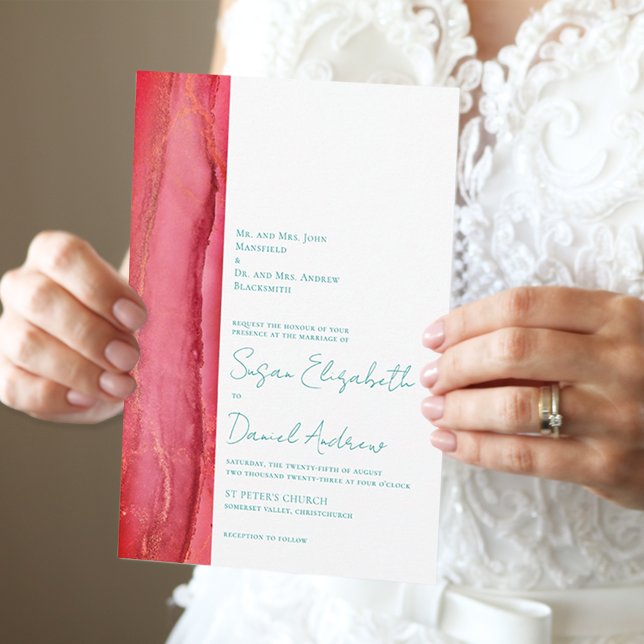 Summer Red Green Wedding Invitation (Creator Uploaded)