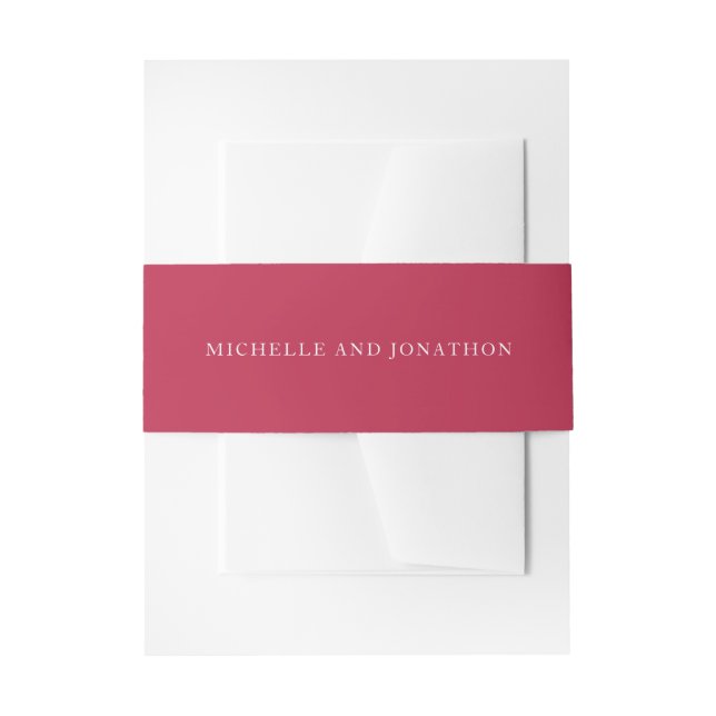 summer red magenta Calligraphy the Wedding  Invitation Belly Band (Front Example)