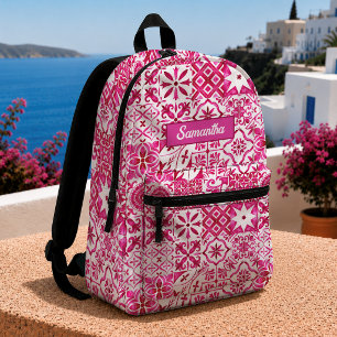 Summer Red Majolica Sicilian Mediterranean Tile Printed Backpack