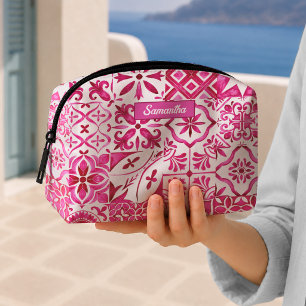 Summer Red Majolica Sicilian Tile Botanical Dopp Kit