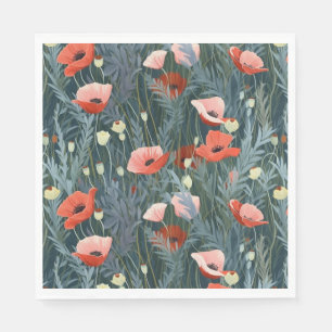 Summer Red Poppy Meadow Napkin