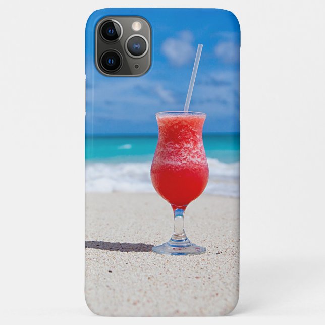 Summer Red Strawberry Margarita On Tropical Beach Case-Mate iPhone Case (Back)