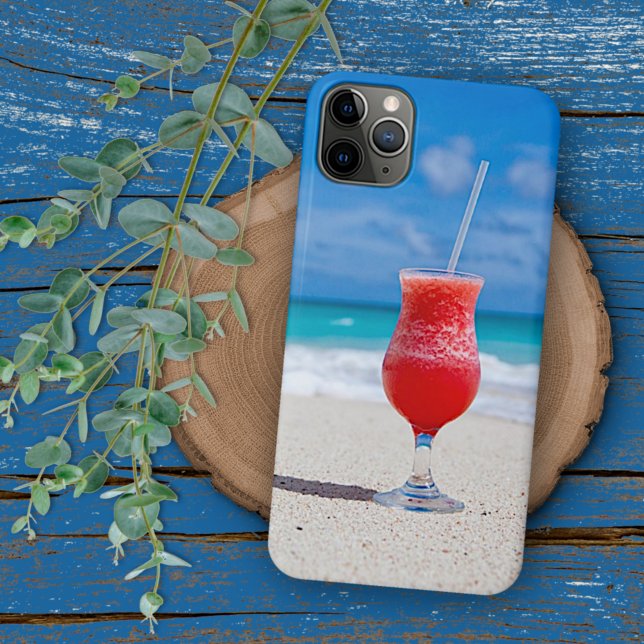 Summer Red Strawberry Margarita On Tropical Beach iPhone Case (Creator Uploaded)