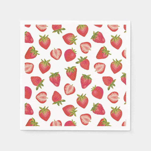 Summer Red Strawberry Pattern Napkin (Front)
